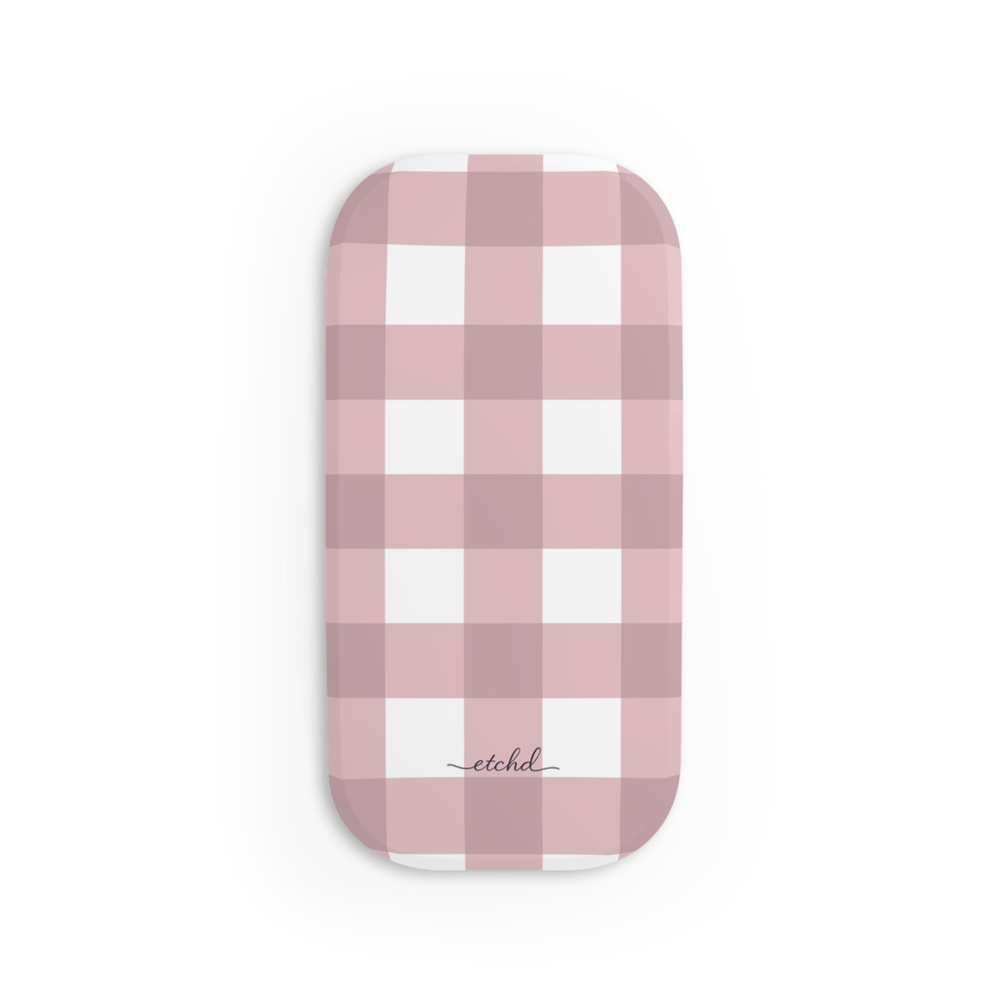 Pink & White Gingham Click-On Phone Grip by etchd, view 2