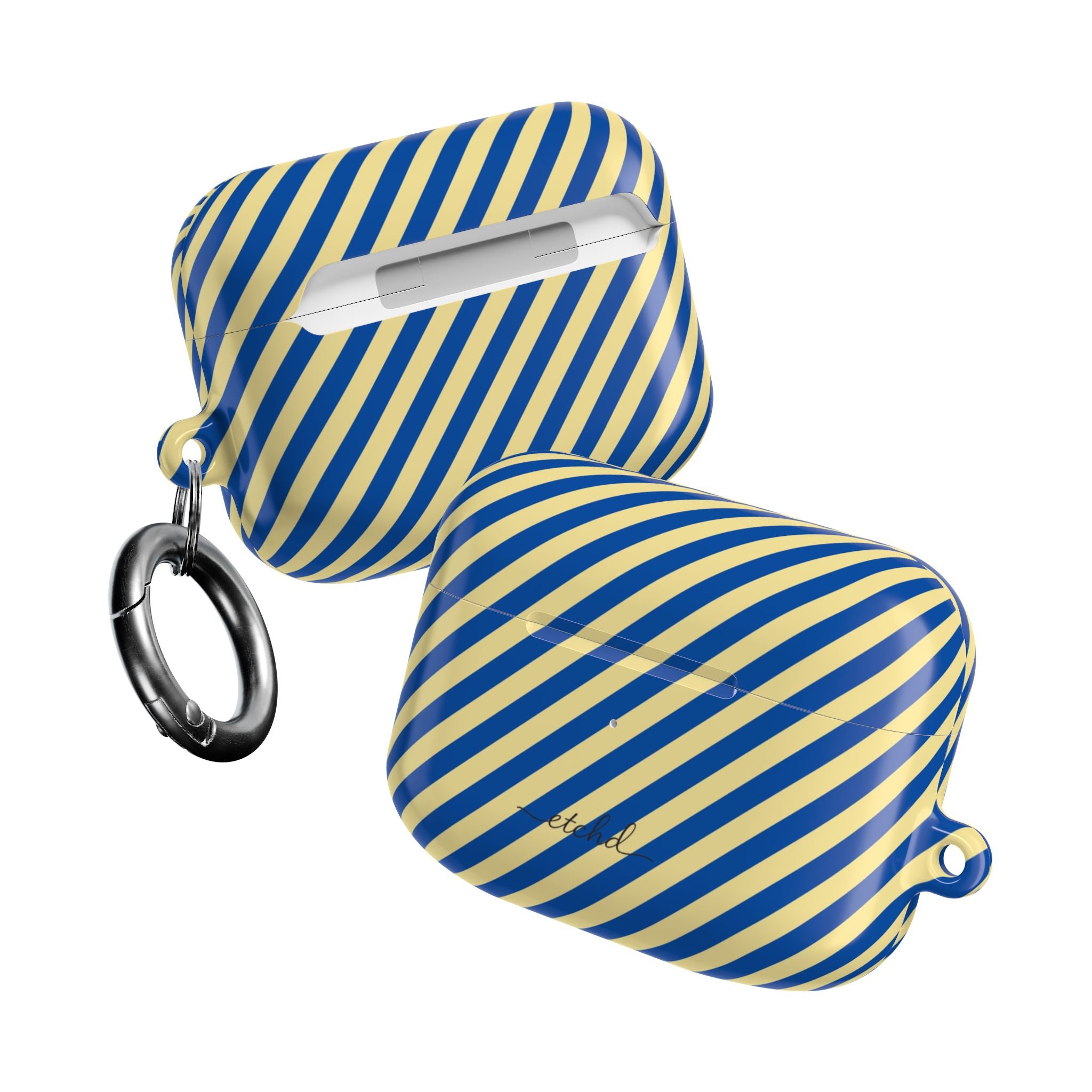 Cobalt & Butter Striped Diagonal AirPod Case by etchd, view 10