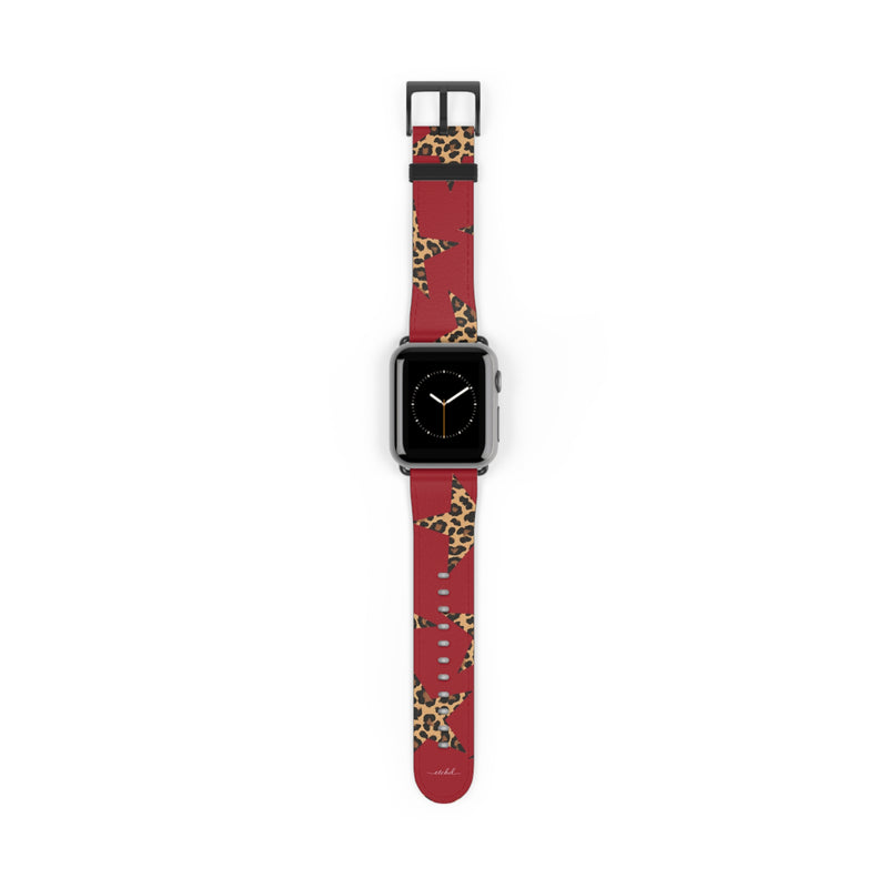 Red & Leopard Stars Smartwatch Strap by etchd