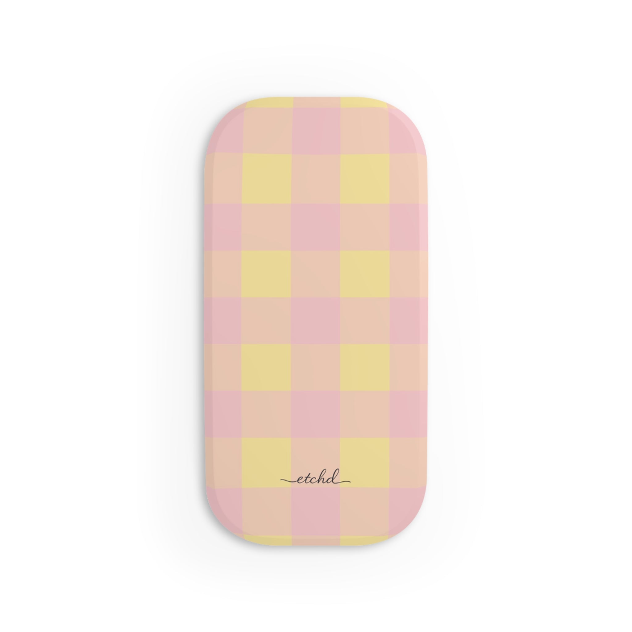 Butter & Pink Gingham Click-On Phone Grip by etchd, view 2