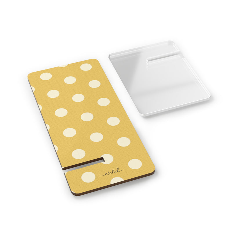 Cream & Butter Polka Dot Phone Stand by etchd, view 2