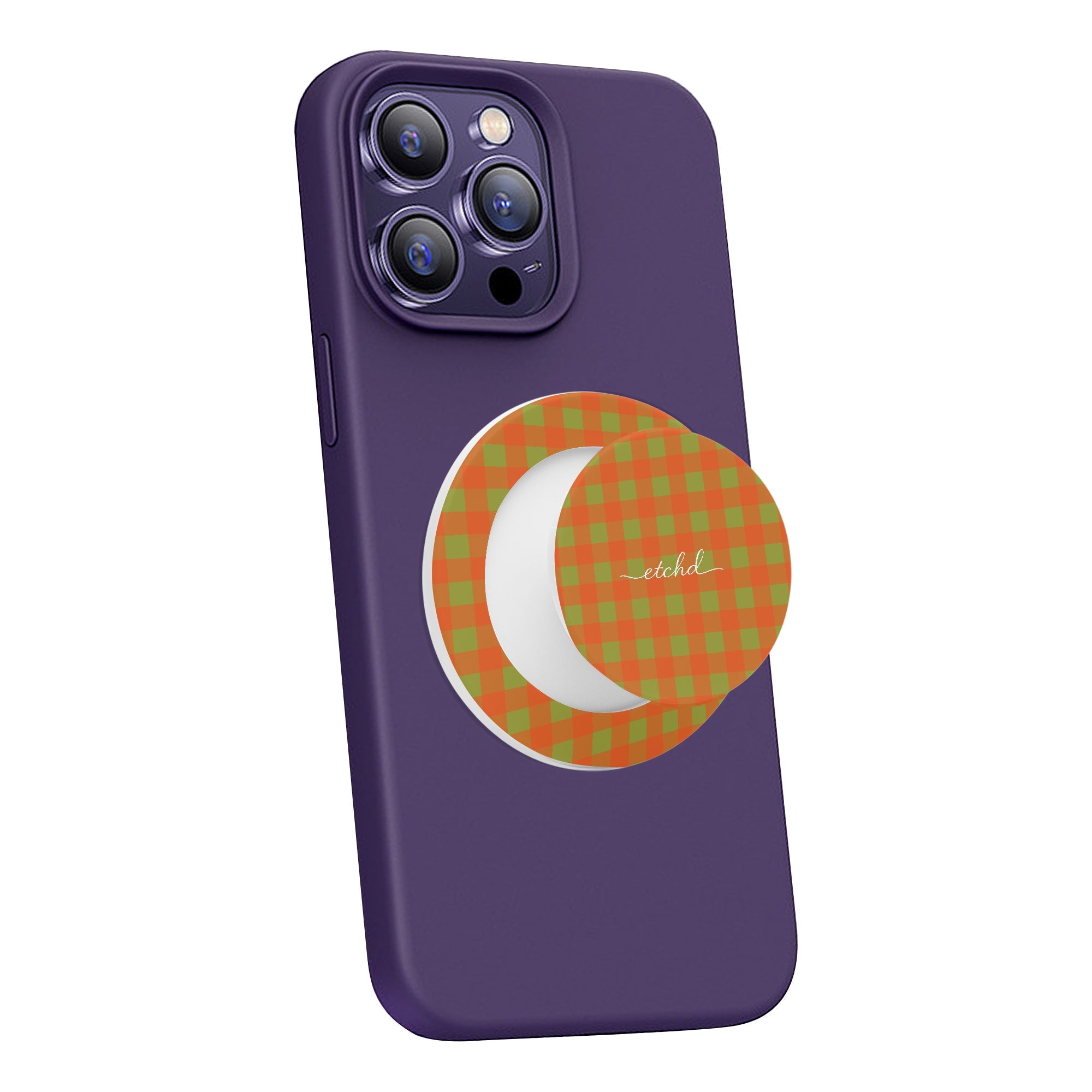 Persimmon & Wasabi Gingham Phone Grip And Stand by etchd, view 7