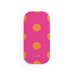 Orange And Pink Polka Dot Click-On Phone Grip by etchd, view 2