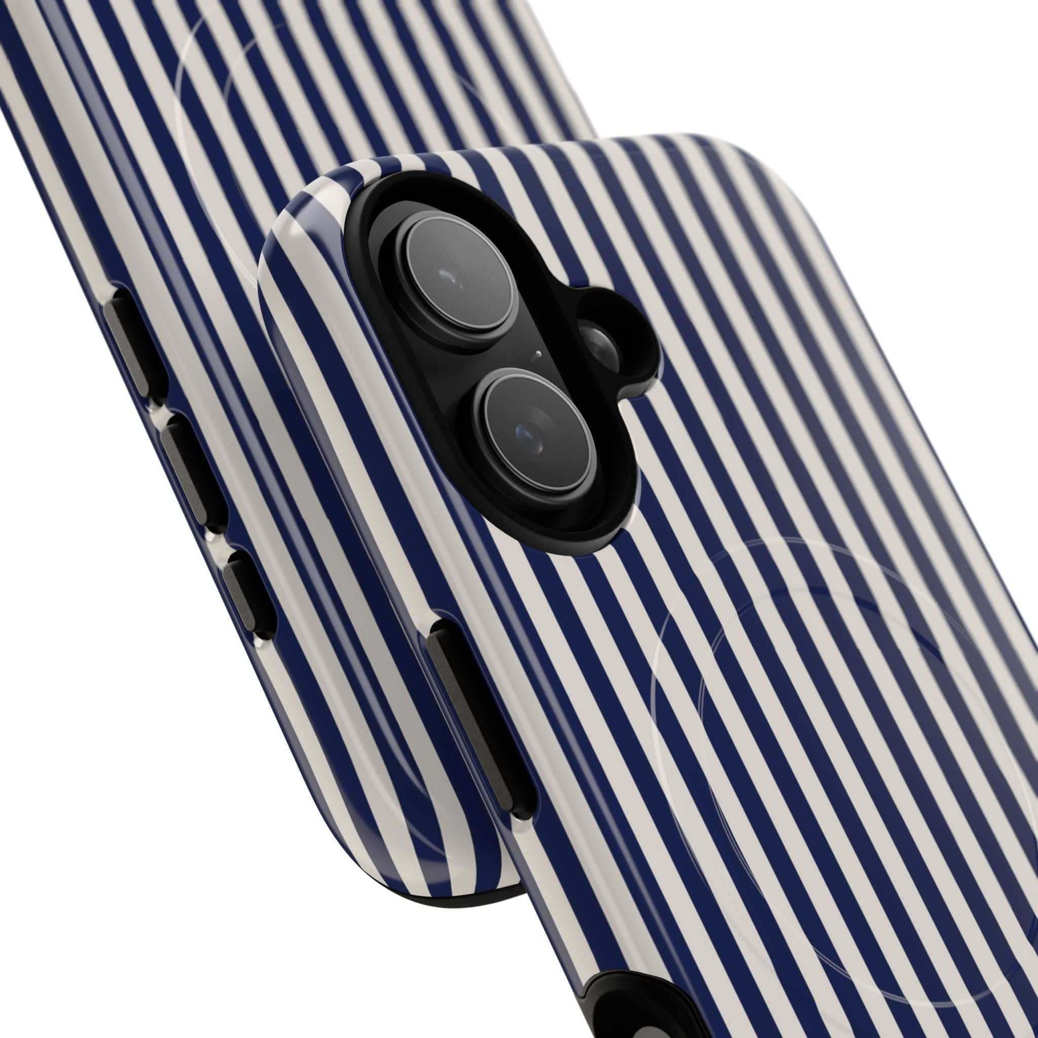 Navy & Cream Striped Magnetic Phone Case by etchd, view 87
