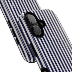 Navy & Cream Striped Magnetic Phone Case by etchd, view 87