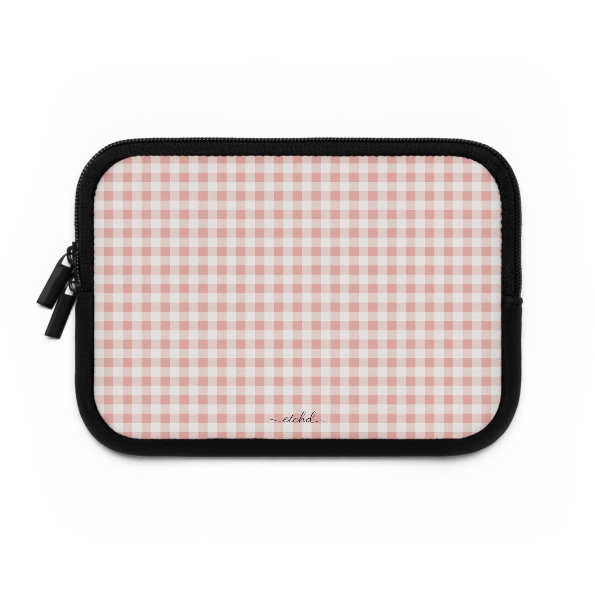 Blush & White Gingham Custodia per laptop di etchd, vista 2