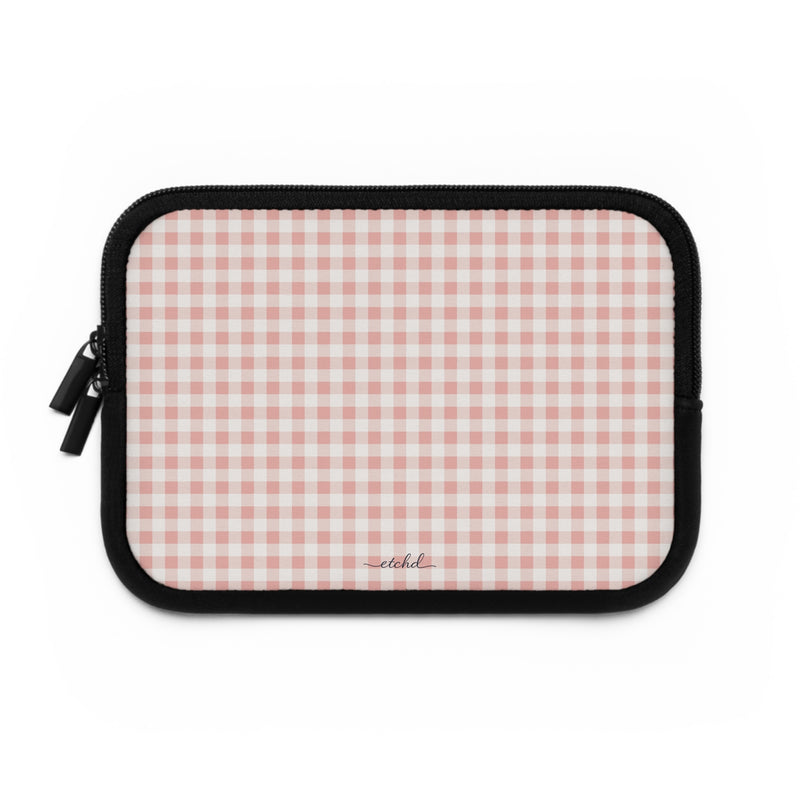 Blush & White Gingham Custodia per laptop di etchd, vista 2
