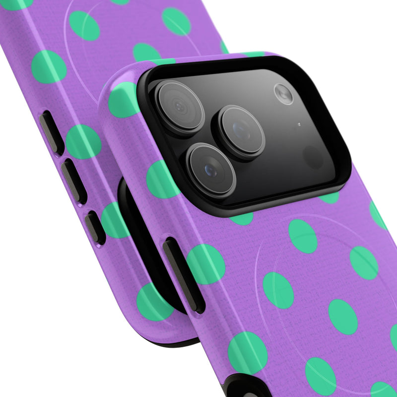 Hypermint & Lilac Polka Dot Magnetic Phone Case by etchd, view 99