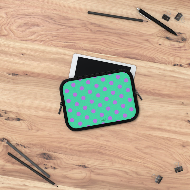 Lilac And Hypermint Polka Dot Laptop Sleeve by etchd, view 14