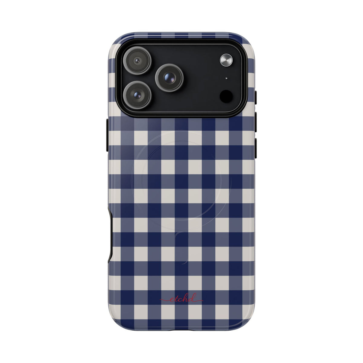 Navy & Cream Gingham Magnetic Phone Case by etchd, view 31