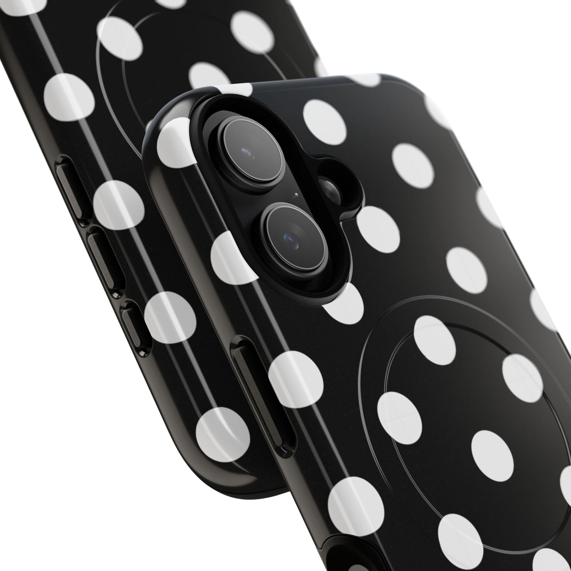 White & Black Polka Dot Magnetic Phone Case by etchd, view 87