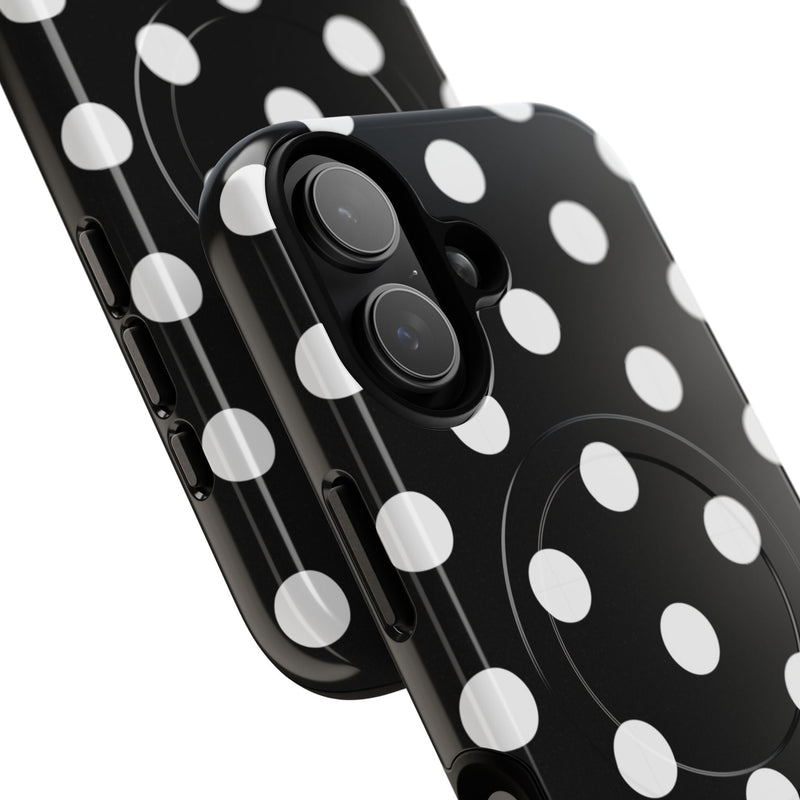 White & Black Polka Dot Magnetic Phone Case by etchd, view 87