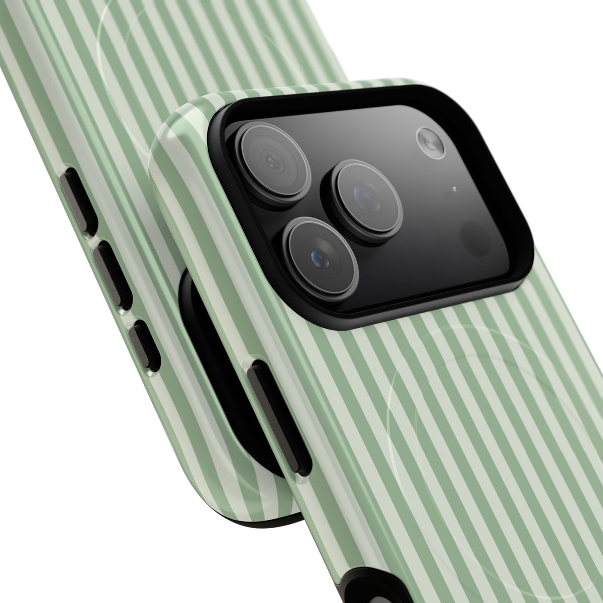 Sage & Cream Striped Magnetic Phone Case by etchd, view 99