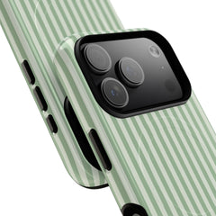 Sage & Cream Striped Magnetic Phone Case by etchd, view 99
