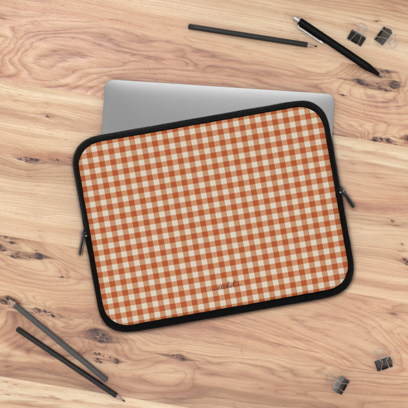 Terracotta Gingham Laptop Sleeve-zoom-