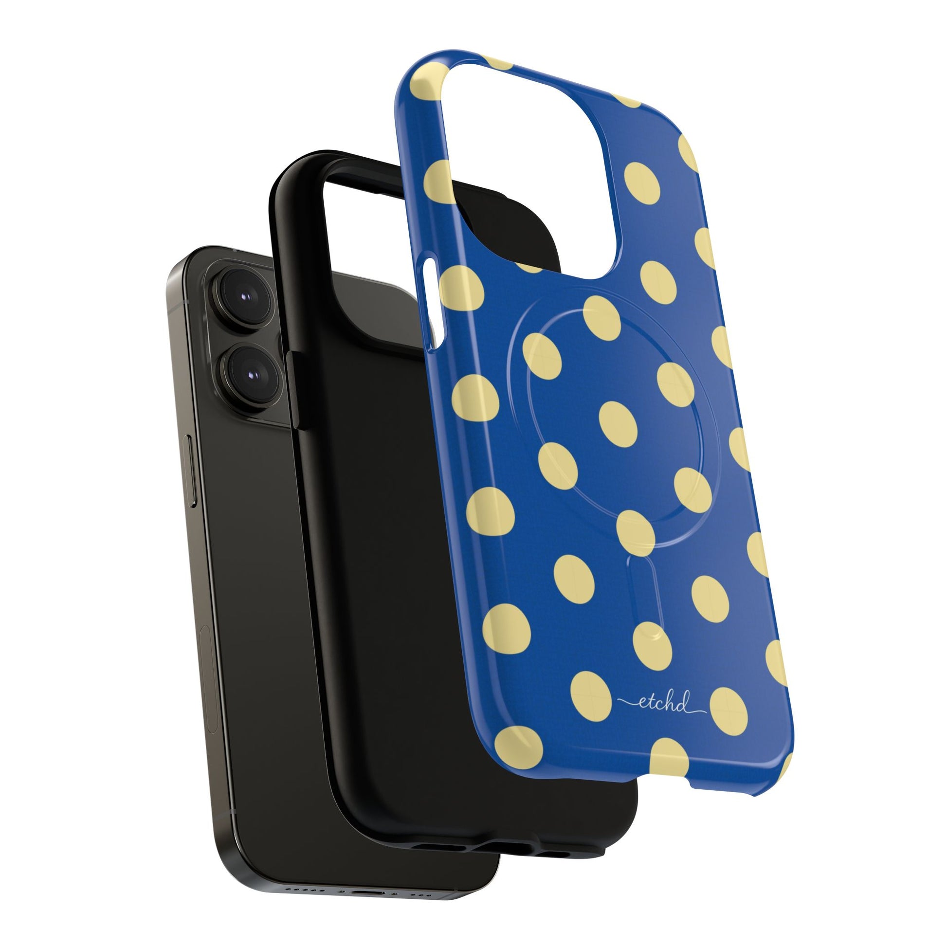 Butter And Cobalt Polka Dot Magnetic Phone Case by etchd, view 26