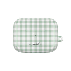 Sage & White Gingham AirPod Case by etchd