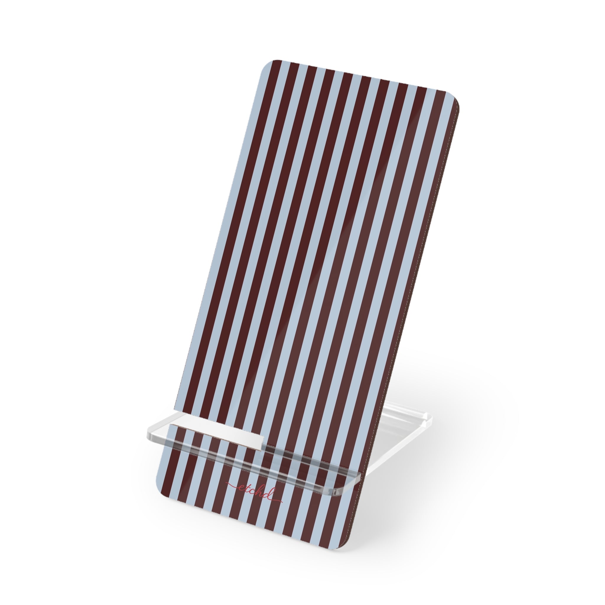 Blue & Cherry Striped Phone Stand by etchd