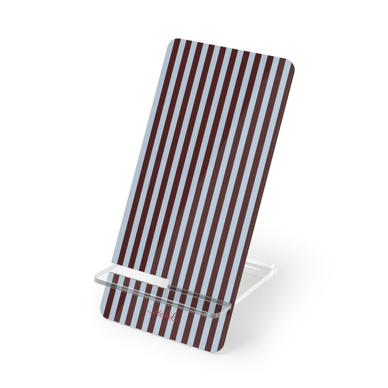 Blue & Cherry Striped Phone Stand by etchd
