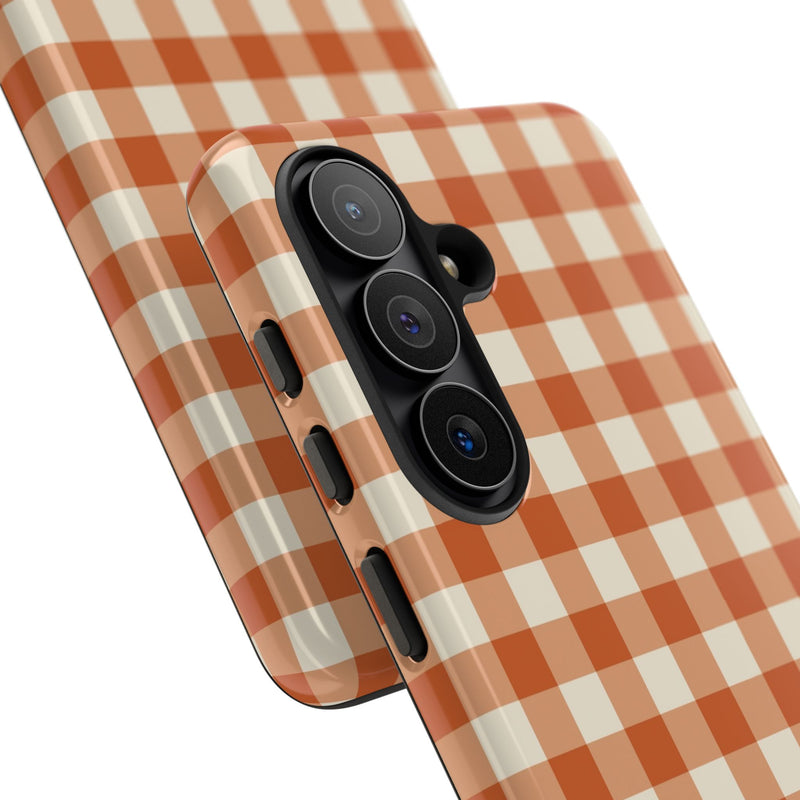 Terracotta & Cream Gingham Phone Case by etchd, view 209