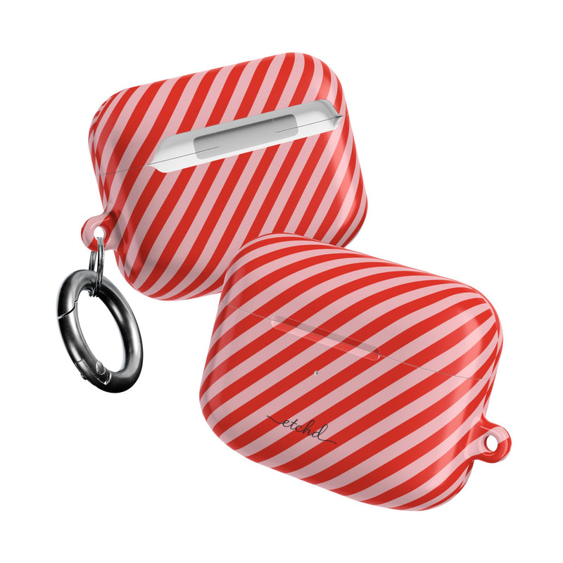 Poppy & Blush Striped Diagonal AirPod Case by etchd, view 10