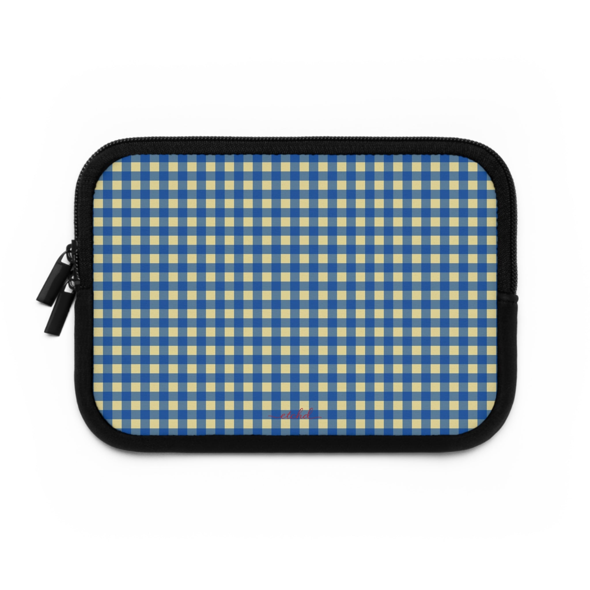 Butter & Cobalt Gingham Laptop Sleeve by etchd, view 2