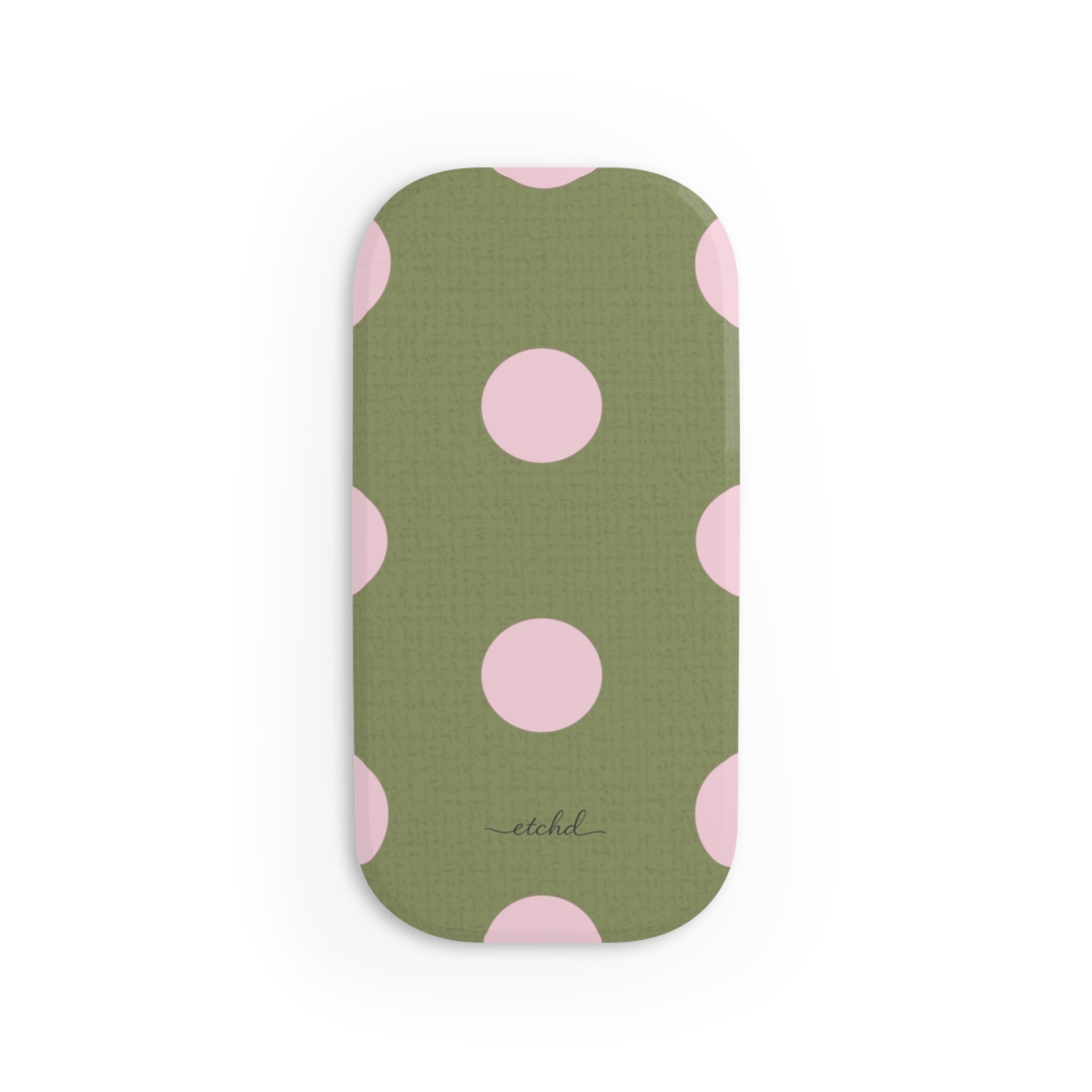 Pink & Green Polka Dot Click-On Phone Grip by etchd, view 2