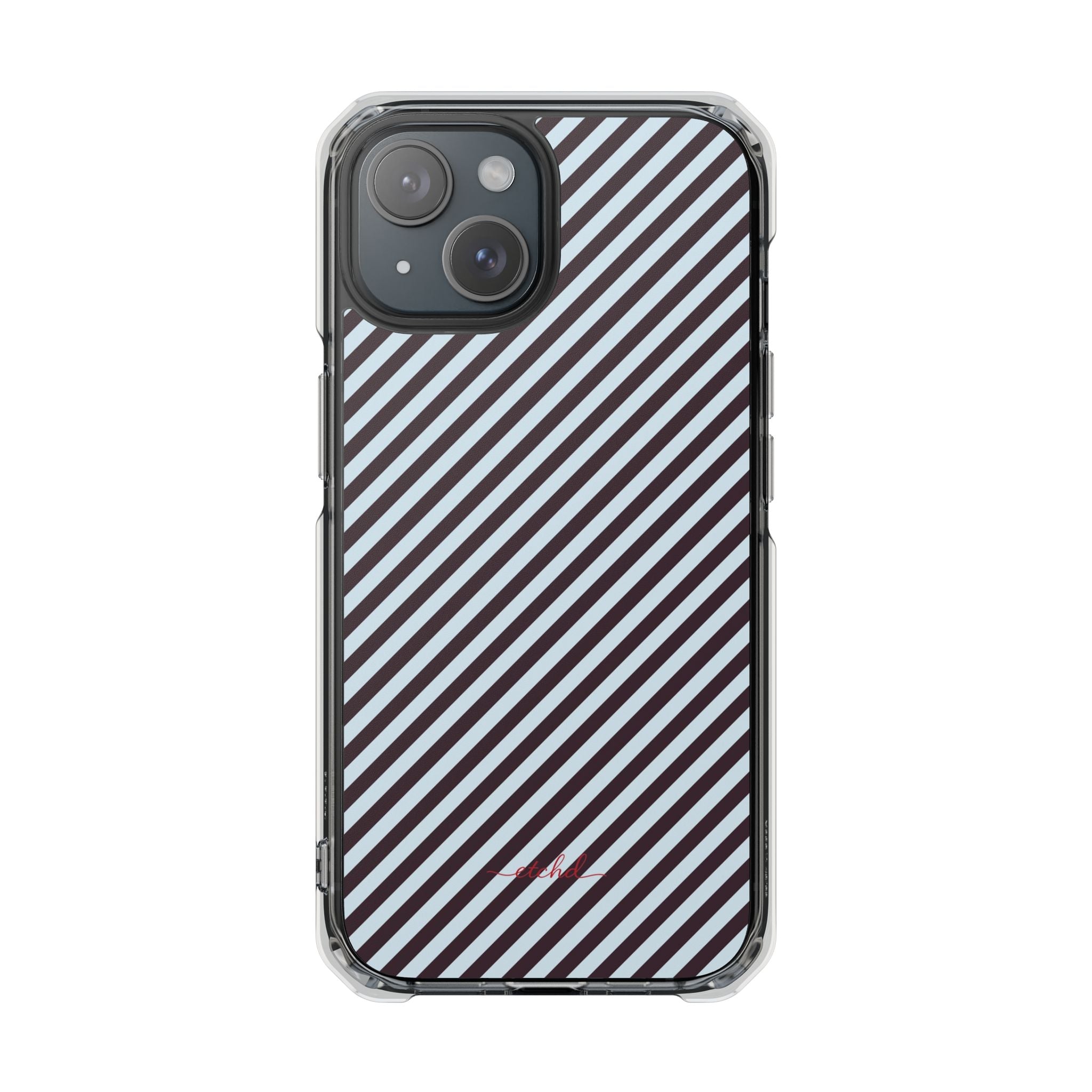 Plum & Blue Striped Diagonal Funda transparente magnética para móvil de etchd, vista 2