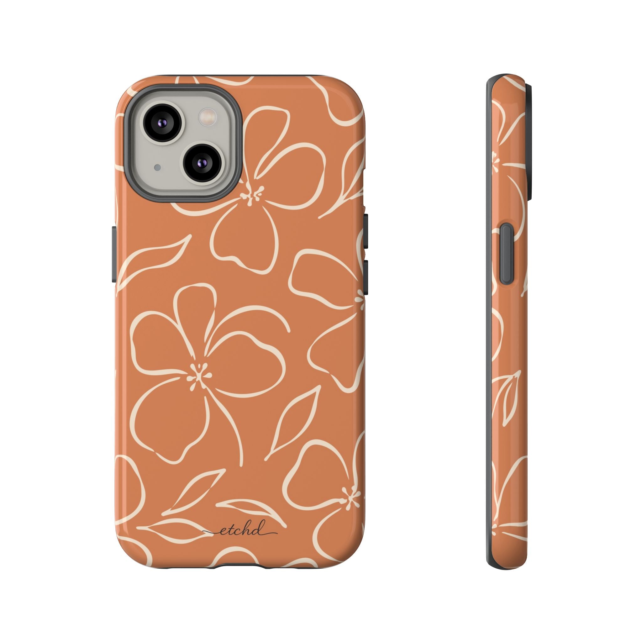 Terracotta & Cream Floral Funda para móvil de etchd, vista 2