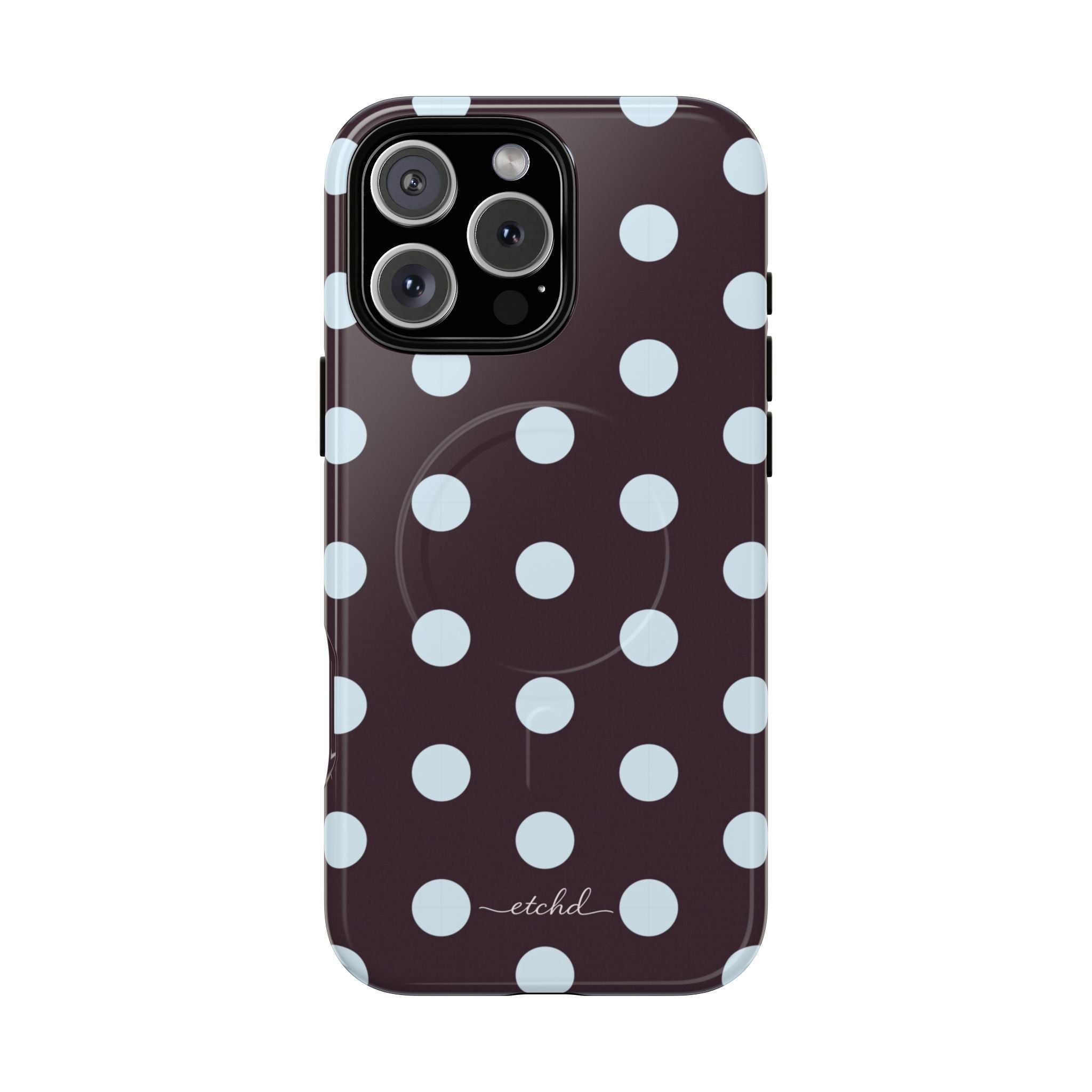 Blue And Plum Polka Dot Magnetic Phone Case by etchd