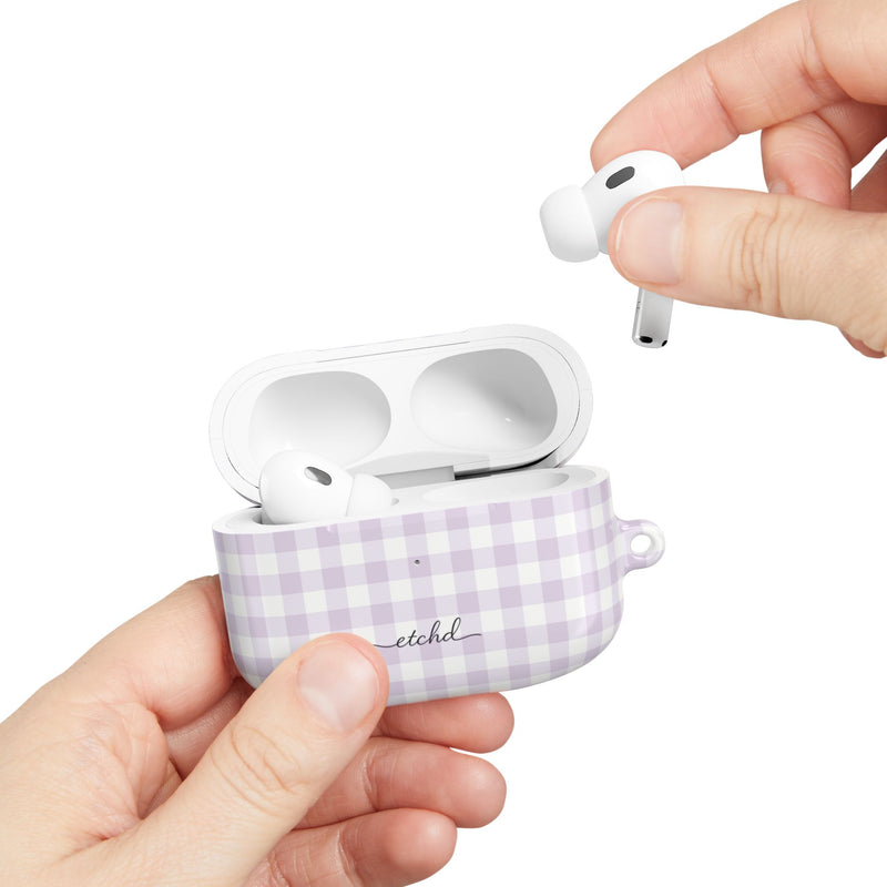 Lilac & White Gingham AirPod Case by etchd, view 11