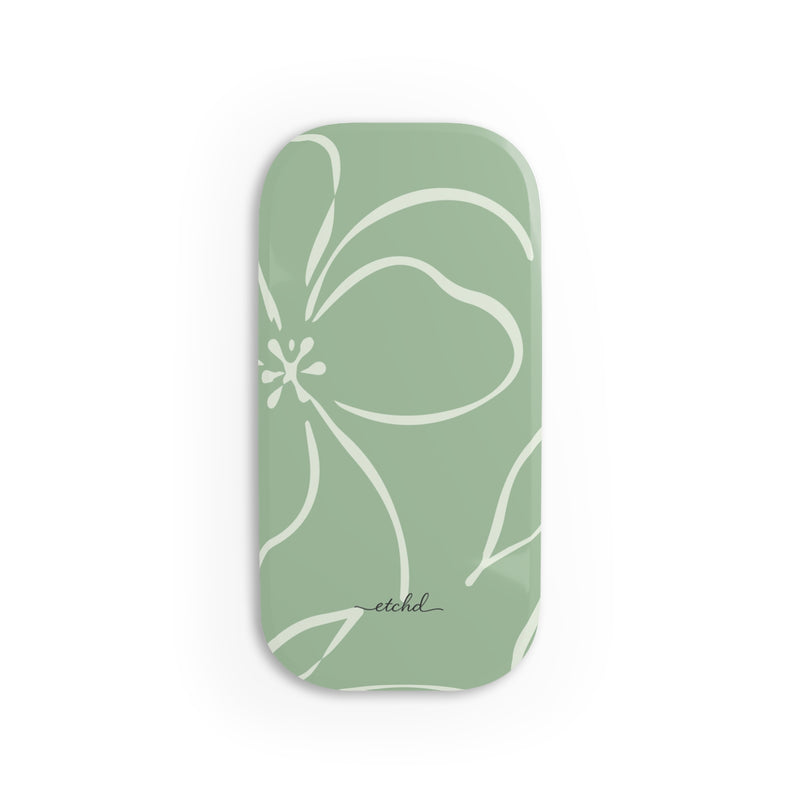 Sage & Cream Floral Click-On Phone Grip by etchd