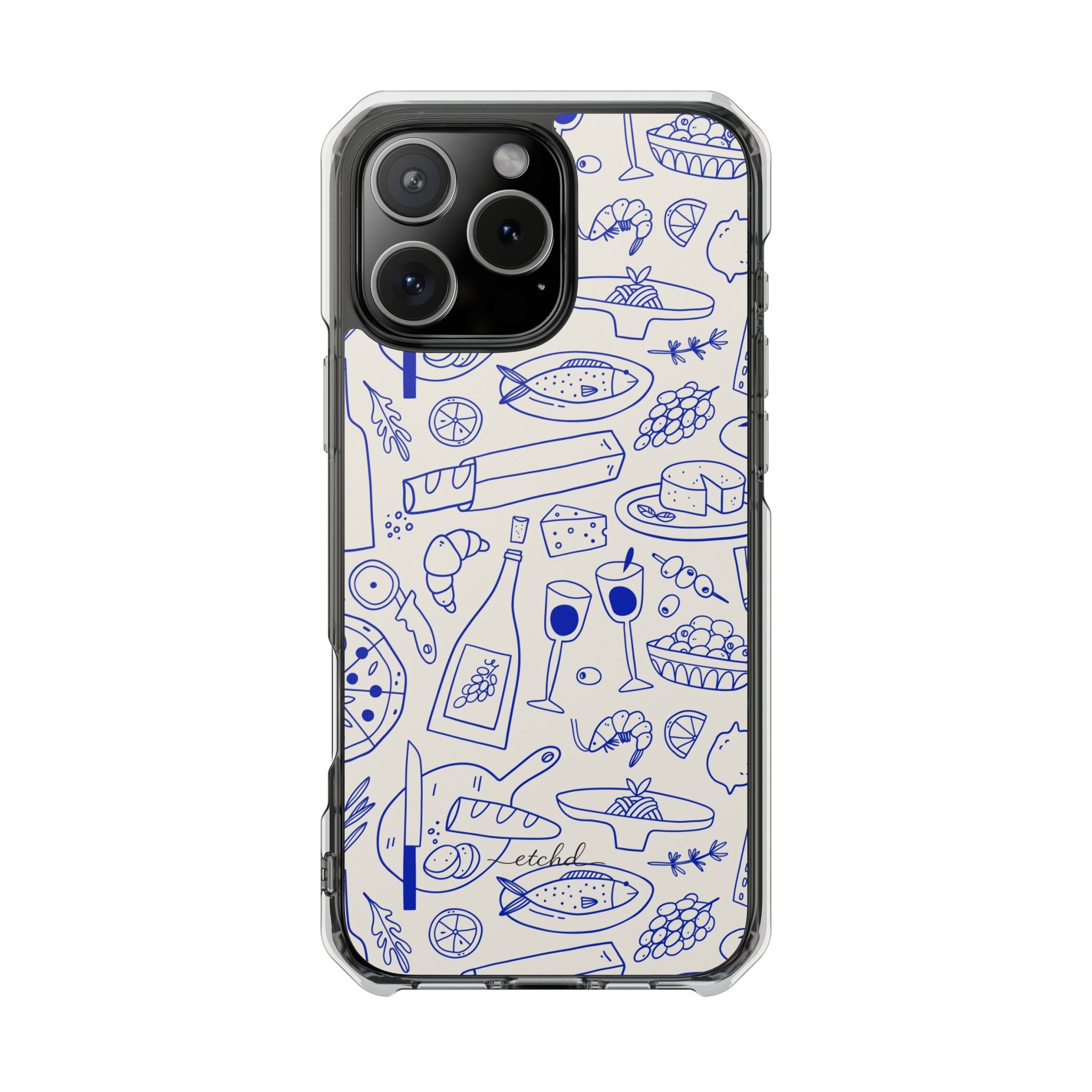 Food Pattern Clear Magnetic Phone Case by etchd