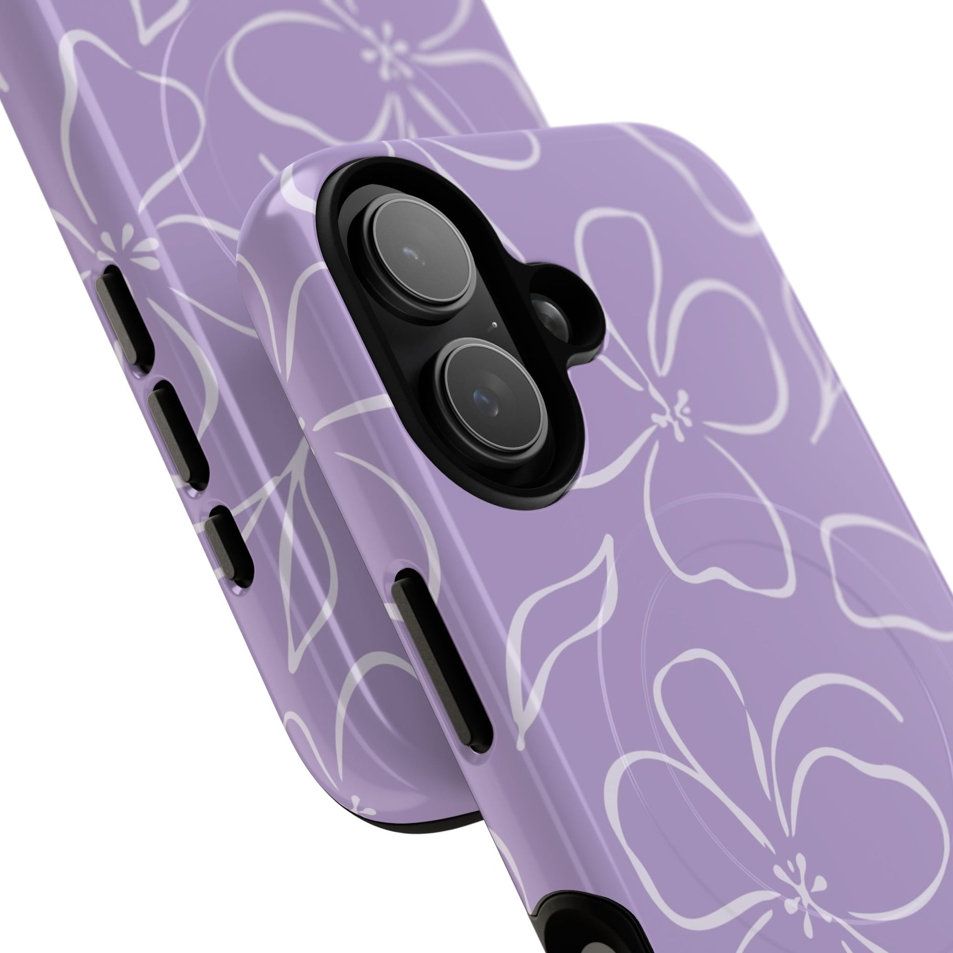 Lilac & Cream Floral Magnetic Phone Case by etchd, view 87