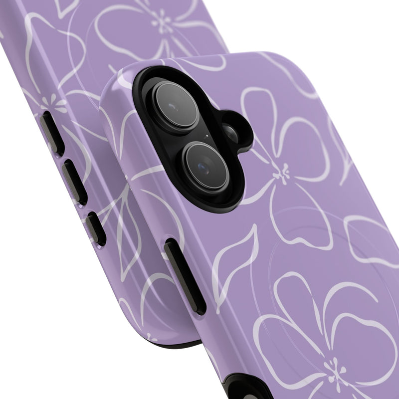 Lilac & Cream Floral Magnetic Phone Case by etchd, view 87