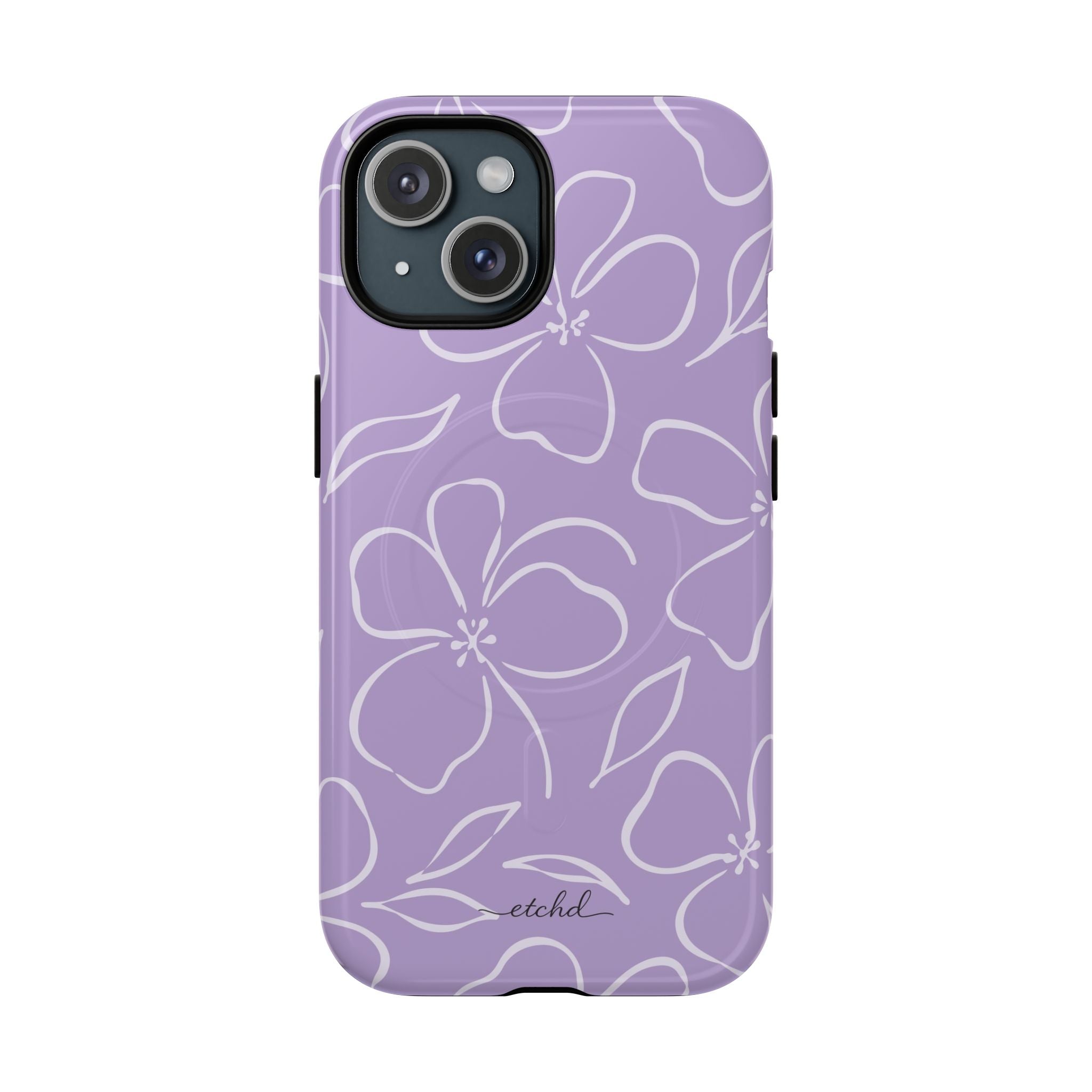 Lilac & Cream Floral Funda magnética para móvil de etchd, vista 2