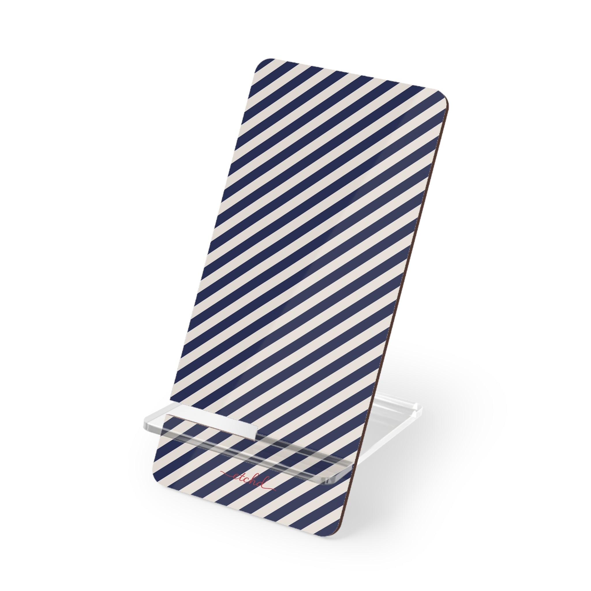 Navy & Cream Striped Diagonal Phone Stand by etchd