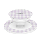 Lilac & White Gingham Phone Grip And Stand