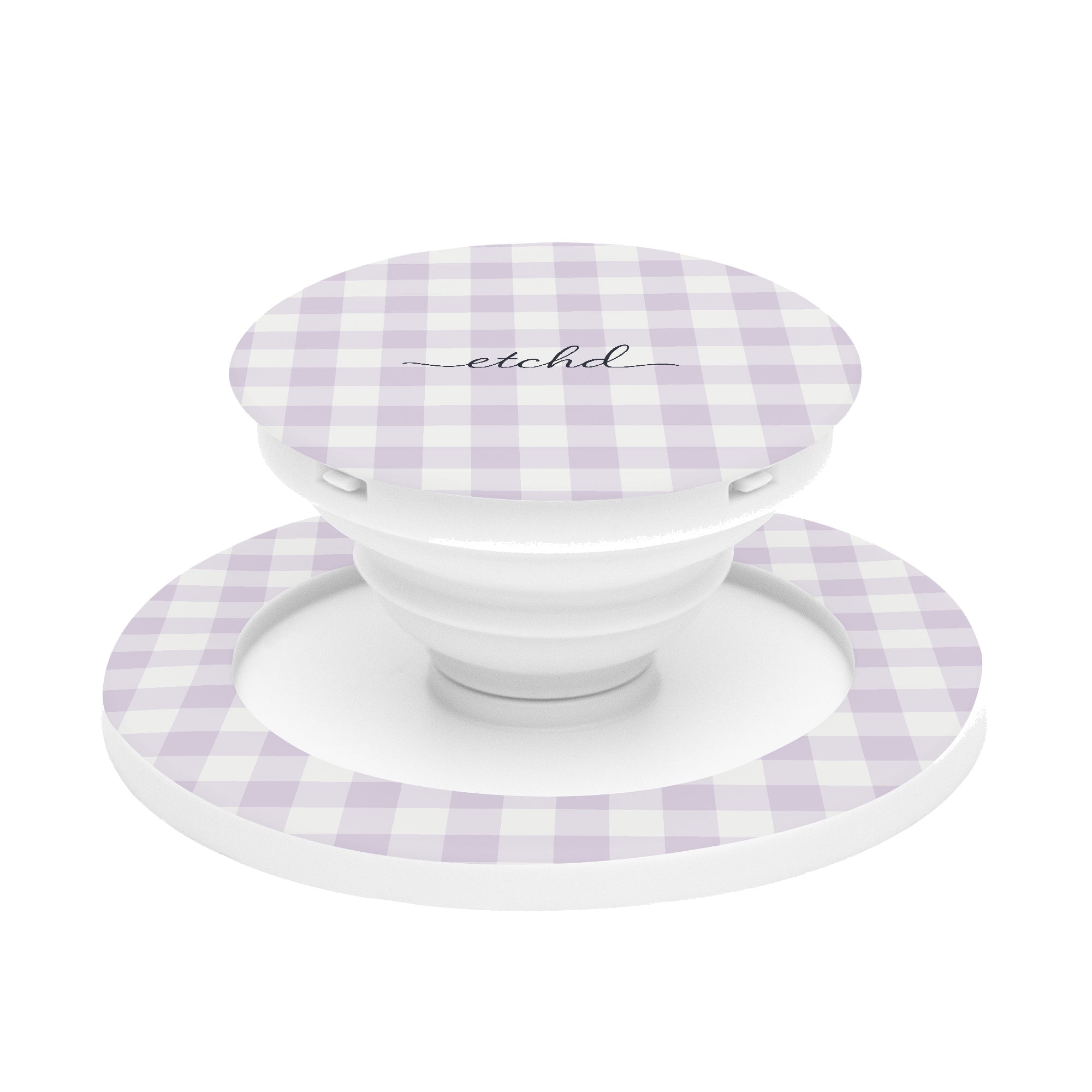 Lilac & White Gingham Phone Grip And Stand by etchd