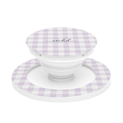 Lilac & White Gingham Anello e supporto per telefono di etchd