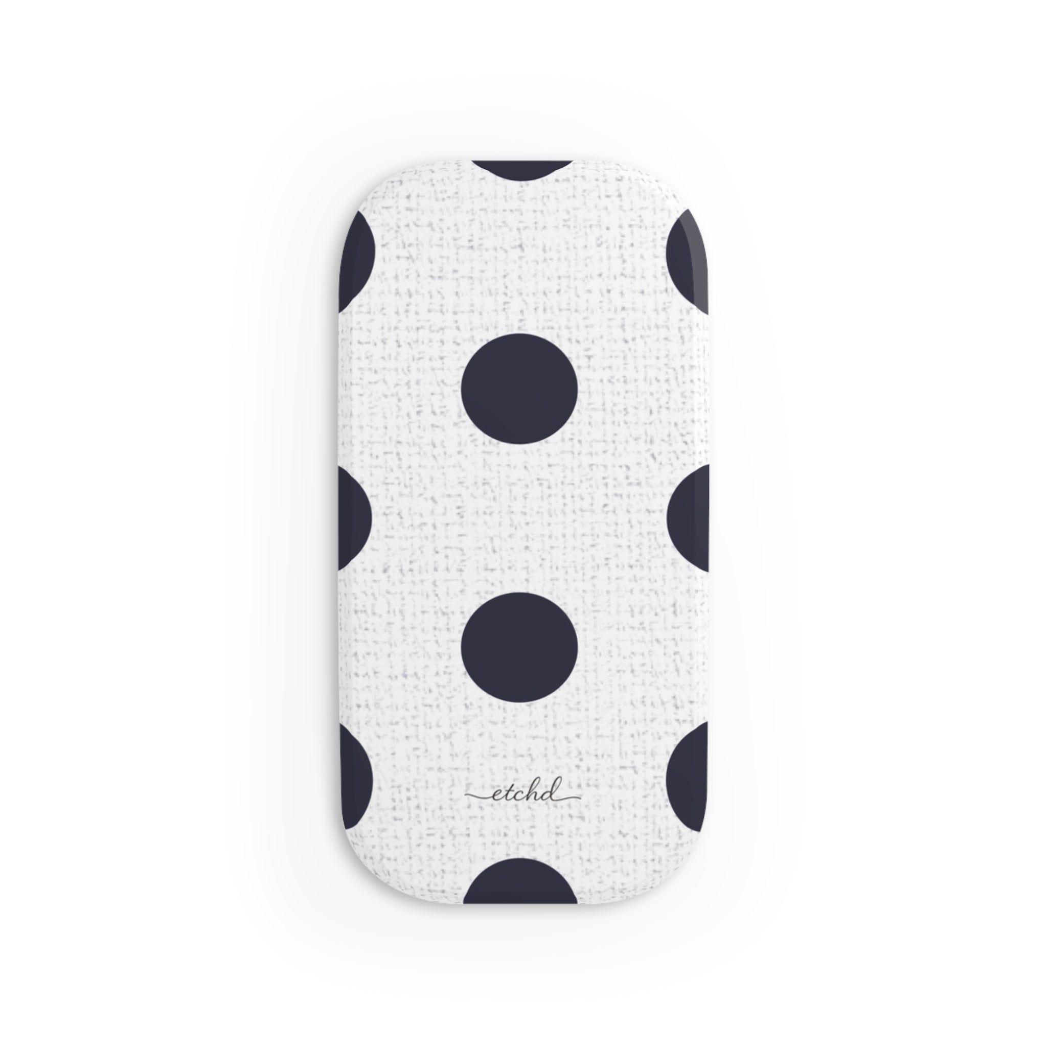 Navy & White Polka Dot Click-On Phone Grip by etchd, view 2