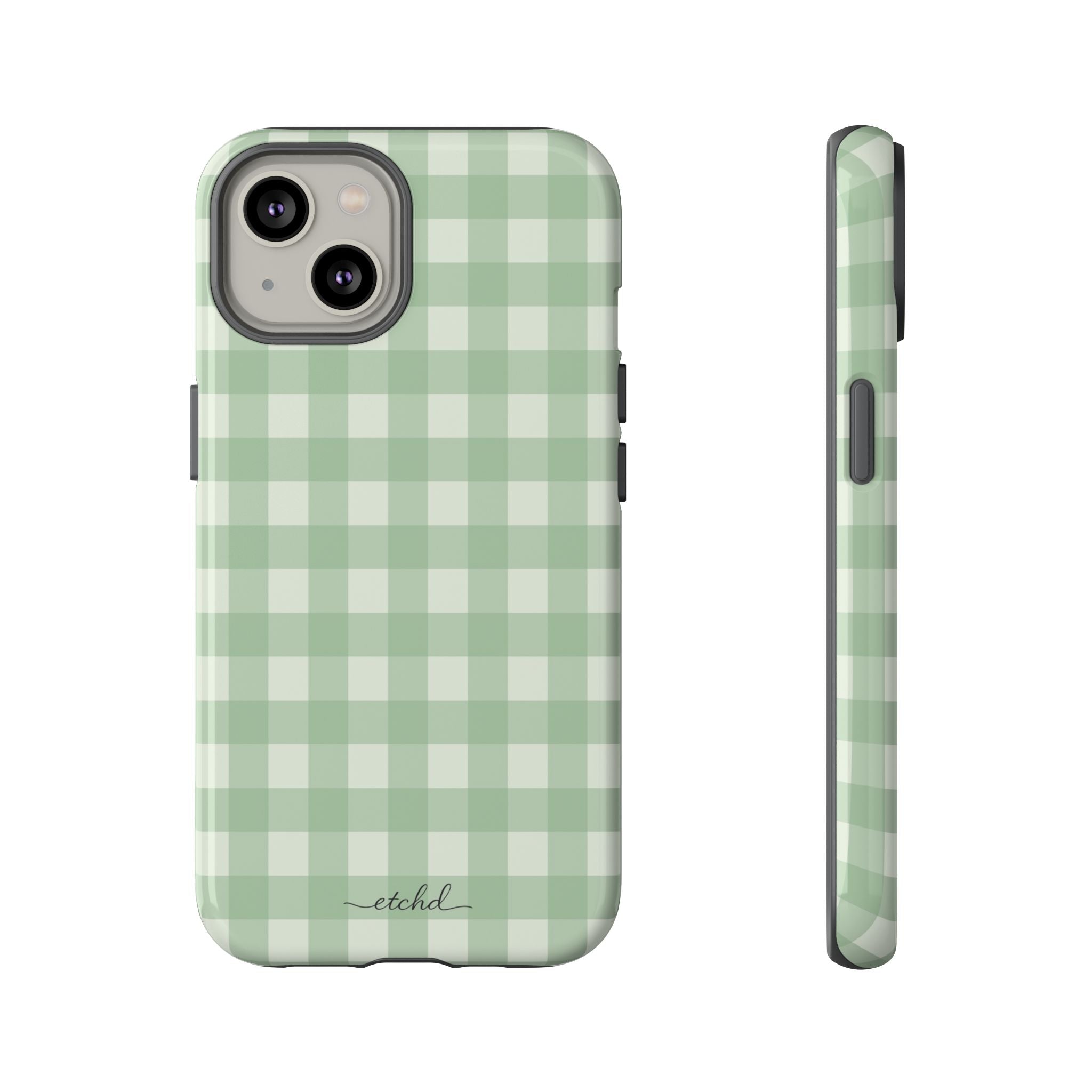 Sage & Cream Gingham Phone Case by etchd, view 2