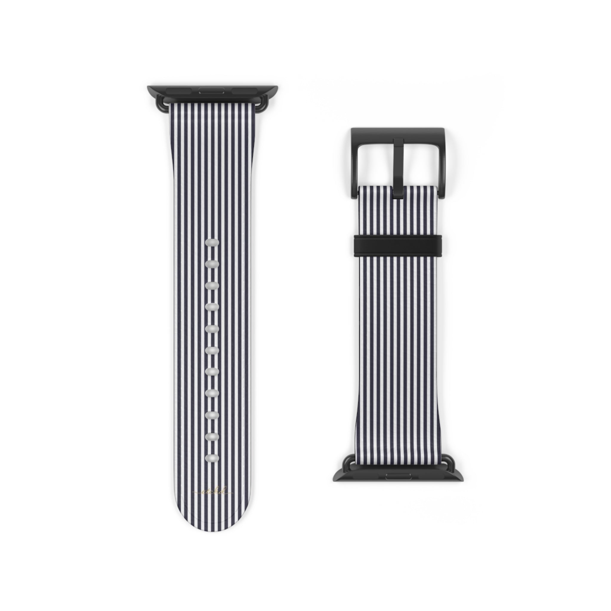 Navy & White Striped Smartwatch Strap by etchd, view 9