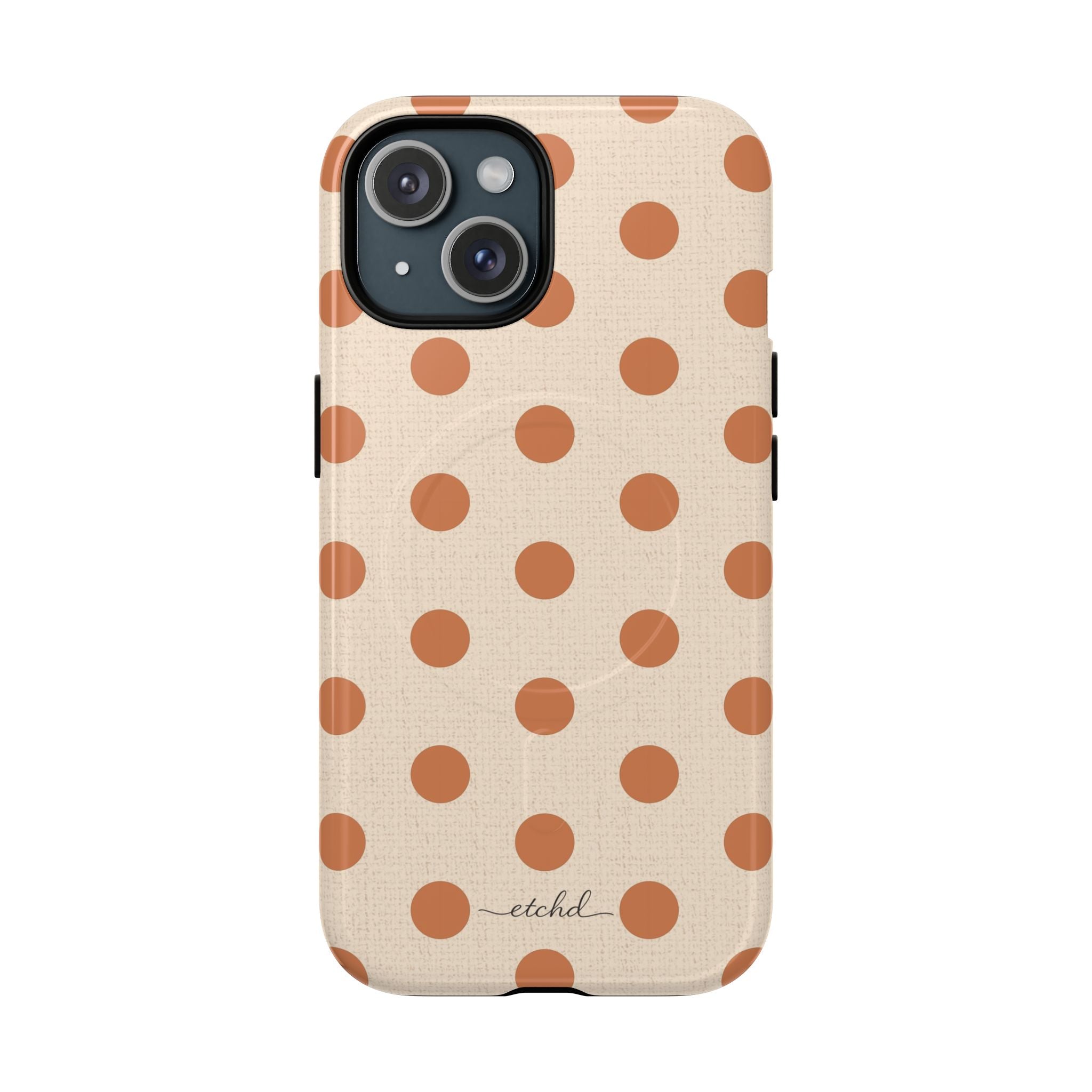 Terracotta Polka Dot Magnetic Phone Case by etchd, view 2