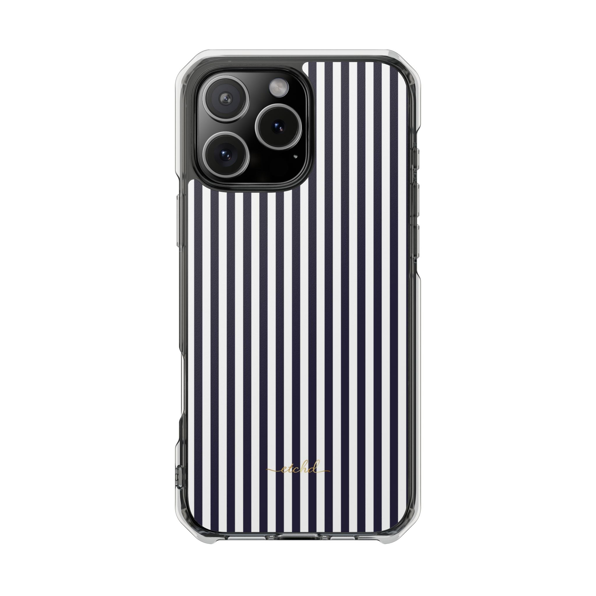 Navy And White Clear Magnetic Phone Case by etchd