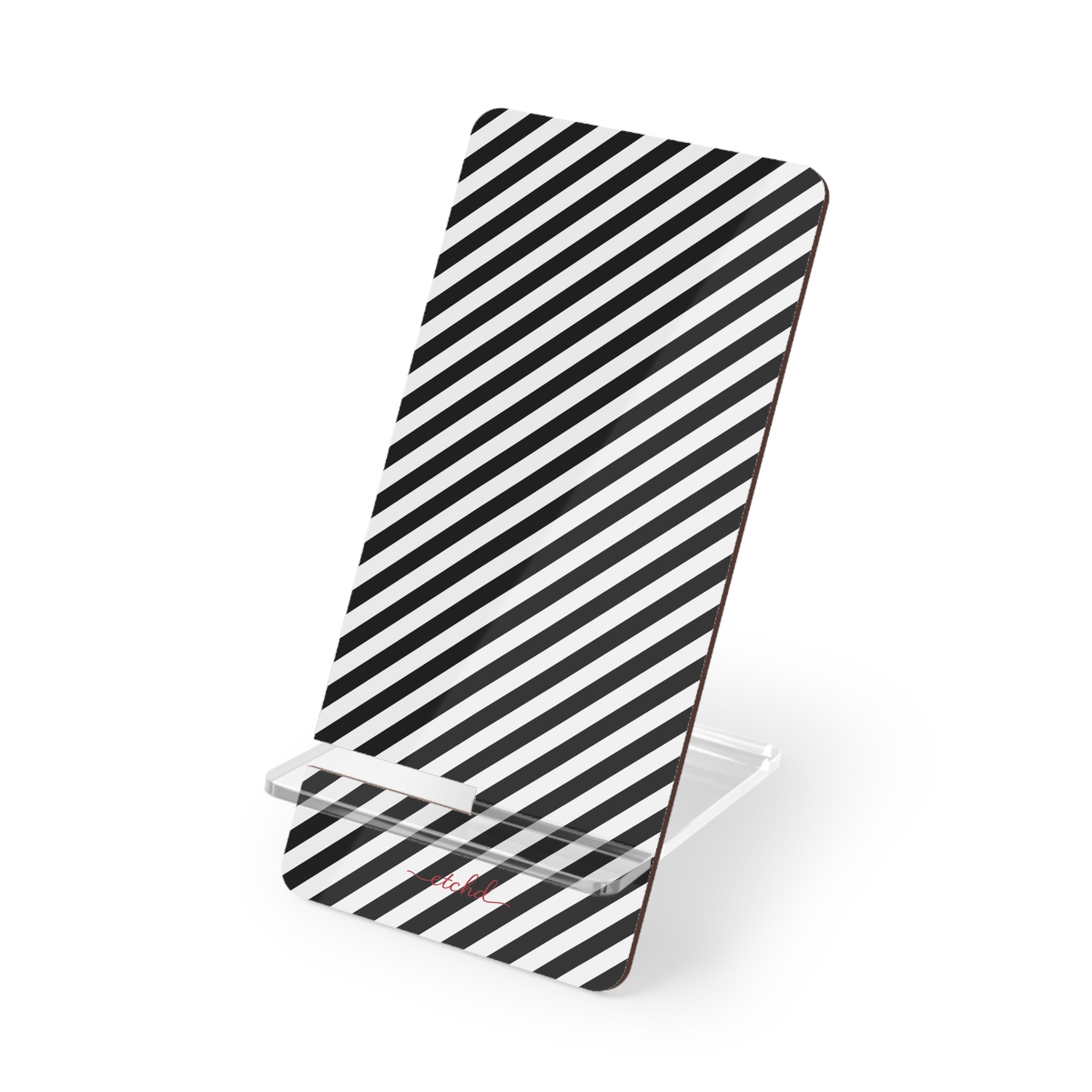 Black & White Striped Diagonal Phone Stand by etchd
