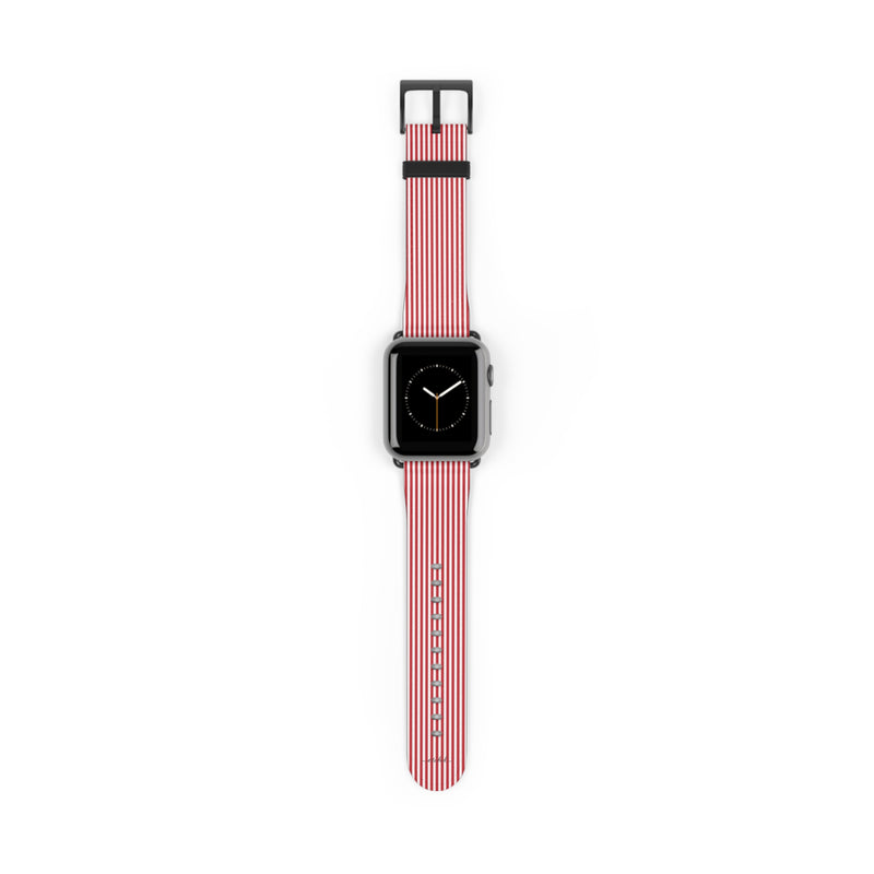 Classic Red & White Striped Smartwatch Strap by etchd