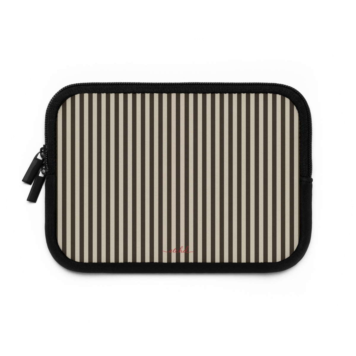 Cream & Brown Striped Custodia per laptop di etchd, vista 2