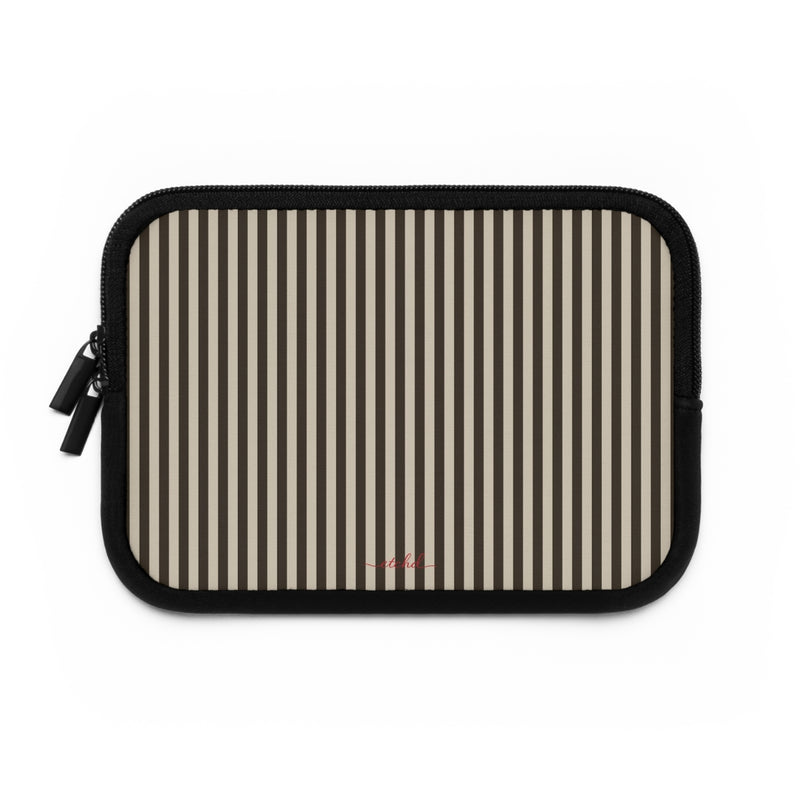 Cream & Brown Striped Custodia per laptop di etchd, vista 2