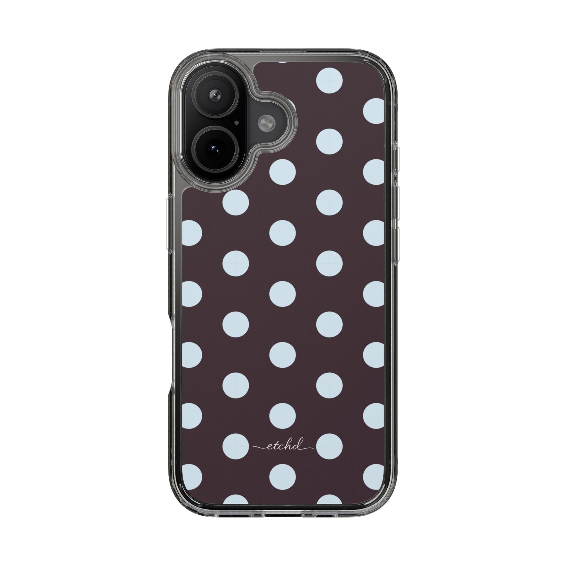Blue And Plum Polka Dot Clear Phone Case by etchd, view 35